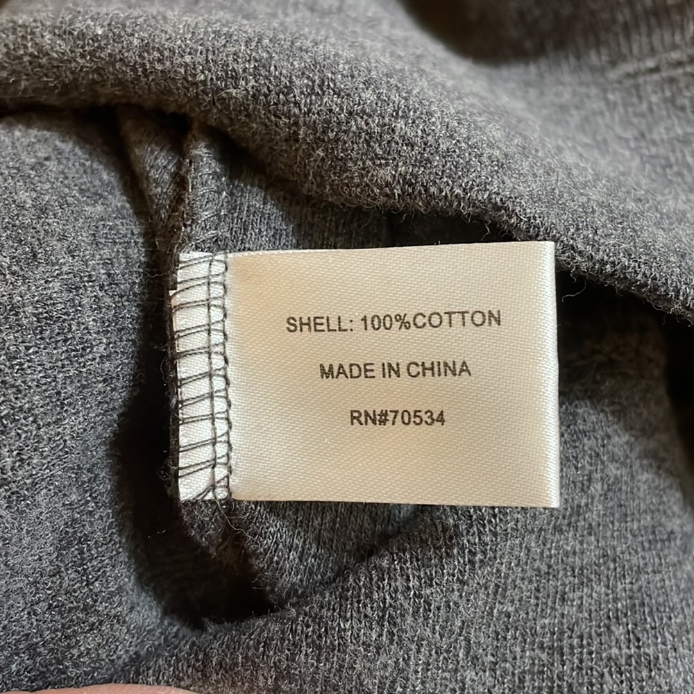 Men’s large Orvis 100% cotton 3/4 zip sweatshirt charcoal grey NWOT - Picture 5 of 6